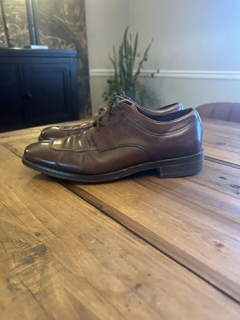 Cole Haan City Brown Leather Oxford Men’s Shoes Size 9.5M Cap Toe Stitch Office